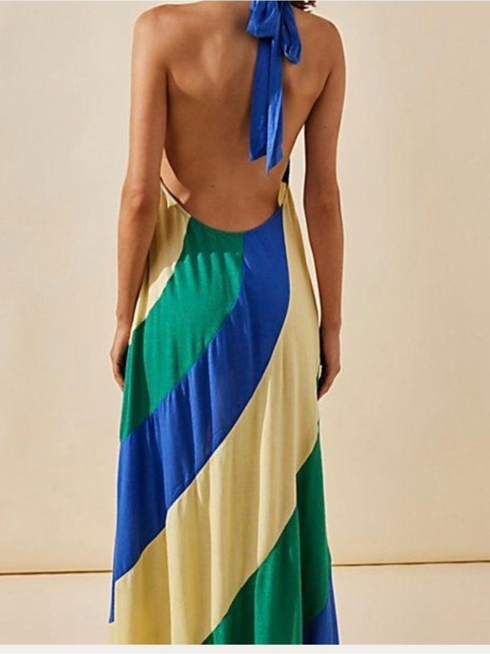 Give me a spin Free People Color lock Backless Halter Dress NWOT - Picture 2 of 3